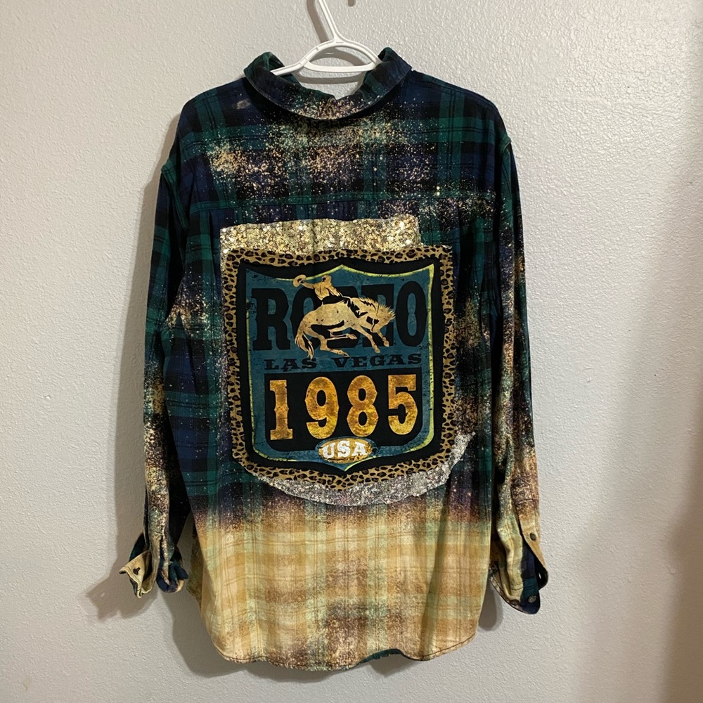 Vintage western distressed flannel
